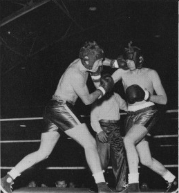 Two boxers in a tournament bout